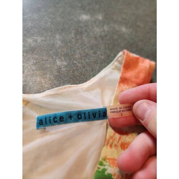 Alice + Olivia Floral High Low Kelty Dress sz 2 - Picture 3 of 6